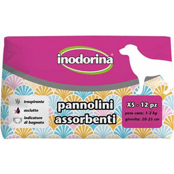 Inodorina Πάνες Βρακάκια για Θηλυκό Σκύλο με Αυτοκόλλητα XS 1-2kg 20-25cm 12τμχ