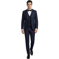 Versace 19V69 Domenico Γαμπριάτικο Κοστούμι Χειμερινό με Στενή Εφαρμογή & Γιλέκο Navy Μπλε 07.37