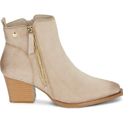 Xti Γυναικεία Μποτάκια Cowgirl Suede Μπεζ με Χοντρό Χαμηλό Τακούνι 146103