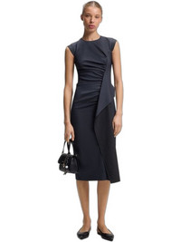 Hugo Boss Koleni Midi Βραδινό Φόρεμα Navy Μπλε 50564136