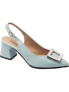 Donna Soft Γόβες Slingback Δερμάτινες με Χοντρό Χαμηλό Τακούνι Γαλάζιες DS2254