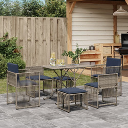 vidaXL Σετ Τραπεζαρία Κήπου Rattan 7τμχ Μπλε 369016
