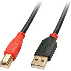 Lindy 42761 Καλώδιο USB-A Male 2.0 to USB-B Male 10m Black Red