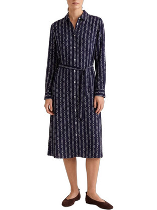 Gant Midi Καθημερινό Φόρεμα Σεμιζιέ Μεταξωτό Navy Μπλε 3GW4503549-433