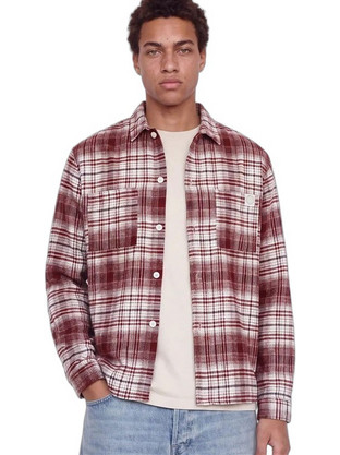 Jack & Jones Ανδρικό Πουκάμισο Βαμβακερό Καρό Μακρυμάνικο Κανονική Γραμμή Μπορντό 12301093
