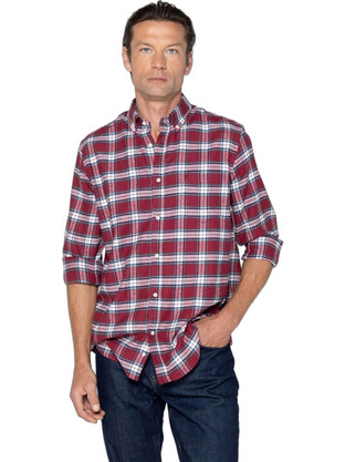 The Bostonians Copley Ανδρικό Πουκάμισο Flannel Καρό Regular Fit Button Down Μπορντό AACH8715