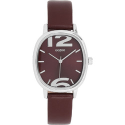 Oozoo Timepieces Γυναικείο Ρολόι με Μπορντό Δερμάτινο Λουράκι C11720