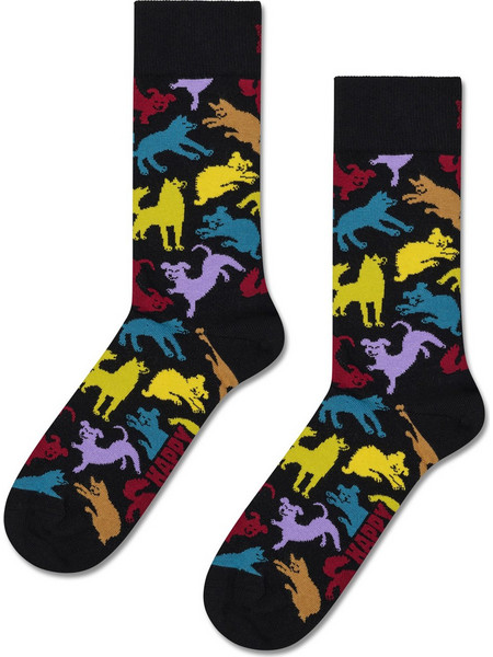 Happy Socks Dog Ανδρικές Κάλτσες Ψηλές με Σχέδια Μαύρες P006816-1000