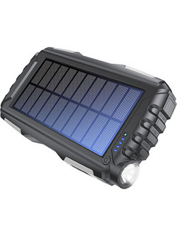 Denver PSO-20010 Ηλιακό Power Bank 20000mAh 10W με 2 Θύρες USB-A & Θύρα USB-C Black