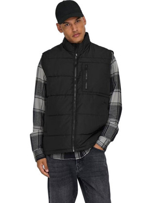 Only & Sons Αμάνικο Ανδρικό Μπουφάν Puffer Μαύρο 22024229