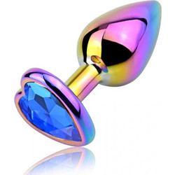 Guilty Toys Heart Rainbow Medium Πρωκτική Σφήνα Diamond Plug 8cm Μπλε