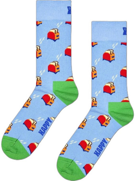 Happy Socks Have A Toast Ανδρικές Κάλτσες Ψηλές με Σχέδια Γαλάζιες P006476