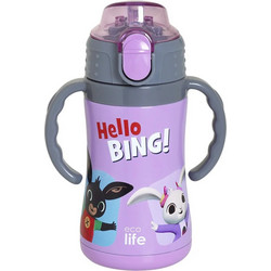 Ecolife Hello Bing Παιδικό Παγούρι Θερμός Ανοξείδωτο με Καλαμάκι Λιλά 300ml