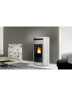 Edilkamin Kira 13++ White Σόμπα Pellet Αεραγωγών Αερόθερμη 12.6kW