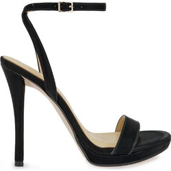 Jessica Simpson Γυναικεία Πέδιλα Suede Μαύρα με Λεπτό Ψηλό Τακούνι και Φιάπα X494E0686-49J