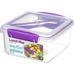 Sistema Lunch Box Plus Δοχείο Φαγητού Πλαστικό Κατάλληλο για Φούρνο Μικροκυμάτων 1.2lt Διαφανές Μωβ