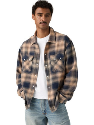Levi's Ανδρικό Πουκάμισο Βαμβακερό Καρό Μακρυμάνικο Κανονική Γραμμή Overshirt Καφέ 0085P-0001