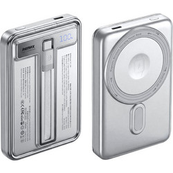 Remax FP-109 Wireless Magsafe Power Bank 10000mAh 15W με Ενσωματωμένο Καλώδιο USB-C Power Delivery Silver