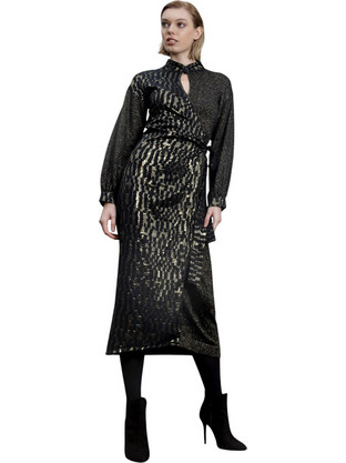 AGGEL Midi Βραδινό Φόρεμα Μαύρο FW53104KF