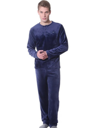 Mario Uomo Χειμωνιάτικες Ανδρικές Πιτζάμες Fleece Navy Μπλε 26650-006