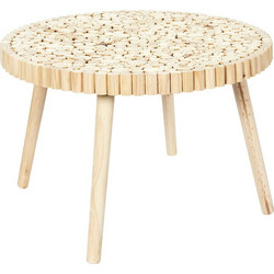 Home Deco Βοηθητικό Τραπεζάκι Σαλονιού Στρογγυλό Μασίφ Ξύλο με Ξύλινη Βάση Φ60xΥ40cm HD5206