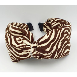 RO Accessories Στέκα Μαλλιών Υφασμάτινη Κόμπος Animal Print Καφέ 14-0146