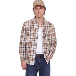 Jack & Jones Ανδρικό Πουκάμισο Βαμβακερό Καρό Μακρυμάνικο Κανονική Γραμμή Overshirt Μπεζ 12301357