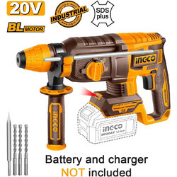 Ingco CRHLI26208 Κρουστικό Περιστροφικό Σκαπτικό Πιστολέτο Μπαταρίας 20V Solo