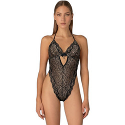Milena By Paris Sexy Κορμάκι Brazil See Through με Δαντέλα Μαύρο Ασημί 2539