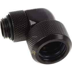 ALPHACOOL ICICLES 16MM HARDTUBE FITTING 90 ROTATION, CONNECTION FOR COOLING WATER COMPRESSION FITTING BLACK BRASS, G1 / 4 FOR PLEXI BRASS TUBES - DEEP BLACK