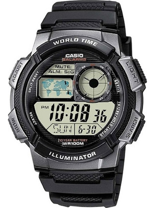 Casio Standard Ψηφιακό Ανδρικό Ρολόι Χρονογράφος με Μαύρο Καουτσούκ Λουράκι AE-1000W-1BVEF