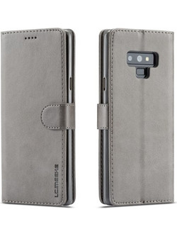 Θήκη SAMSUNG Galaxy Note 9 LC.IMEEKE PU Leather Series με βάση στήριξης, υποδοχές καρτών και μαγνητικό κούμπωμα Flip Wallet δερματίνη γκρι