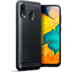 Terrapin Carbon Fibre Gel Back Cover Silicone Black (Galaxy A30)