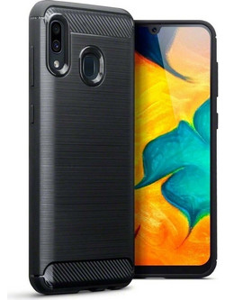 Terrapin Carbon Fibre Gel Back Cover Silicone Black (Galaxy A30)