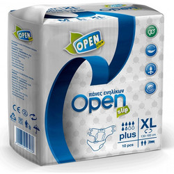Open Care Slip Plus XLarge Πάνες Ακράτειας 6 Σταγόνες 10τμχ