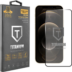 Idol 1991 9H 0.25mm Titanium Semi Curved Full Glue Tempered Glass Black (iPhone 12 Pro Max)