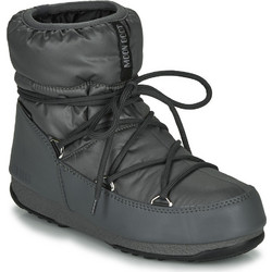 Moon Boot Low Nylon Γυναικεία Μποτάκια Χιονιού Δερμάτινα Μαύρα Γκρι Αδιάβροχα 24009300-006
