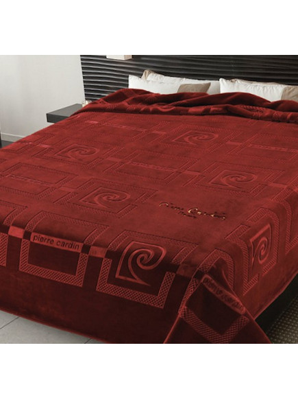 Κουβέρτα Βελουτέ Υπέρδιπλη Nancy 657/16 Pierre Cardin Μπορντώ 220x240
