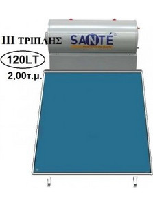 Sante SP Ηλιακός Θερμοσίφωνας 120lt 2m² Glass Τριπλής Ενέργειας
