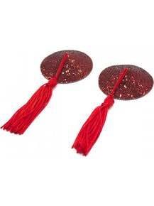 Naughty Toys Red Burlesque Round Nipple Pasties