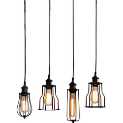 Home Lighting Magnum Syrma Κρεμαστό Φωτιστικό Οροφής Πλέγμα Πολύφωτο E27 Μαύρο 77-2449
