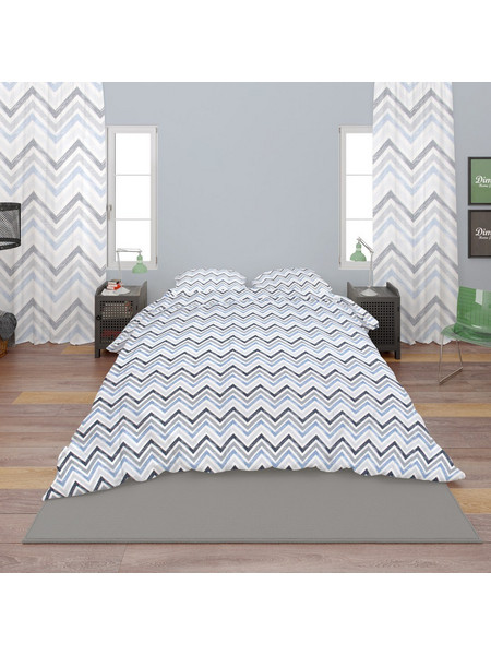 Dimcol Σετ Σεντόνια Υπέρδιπλα Βαμβακερά 220x240cm Zic Zac 140 Εμπριμέ