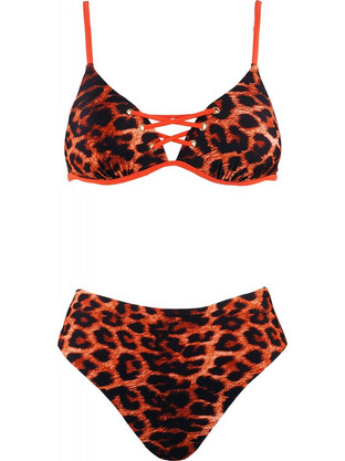Gsecret Bikini Set Τριγωνάκι με Ενίσχυση Ψηλόμεσο Animal Print Ροζ L2506-14074