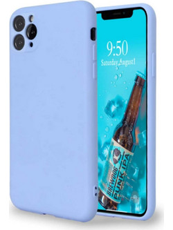 iPhone 12 pro max - Anti-slip Liquid Silicone Gel Rubber Bumper Case with Soft Microfiber Lining Cushion Slim Hard Shell- Light Blue (oem)