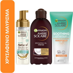 Garnier Bundle Ambre Solaire Tanning Intensive Oil 200ml & Vegan Natural Bronzer Intense Clear 200ml & After Sun Hydrating Tan 2