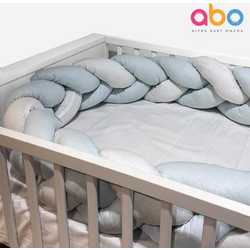 Abo Πάντα Κούνιας Πλεξούδα Γαλάζιο Λευκό 20x210cm