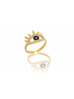 Δαχτυλίδι Lapis Eye ανοξείδωτο χάλυβας σε χρώμα Χρυσό (N7)