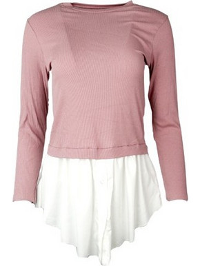 Mdsfashion 10042YG ΜΠΛΟΥΖΑ RIB dusty pink