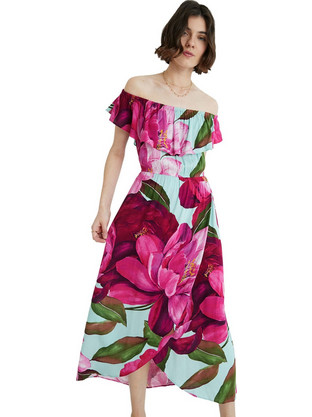 Desigual Arles Midi Καλοκαιρινό Καθημερινό Φόρεμα Floral Πολύχρωμο 21SWVWAN-3012
