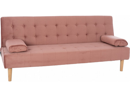 HomeMarkt Wanda Τριθέσιος Καναπές Κρεβάτι Βελούδινος Ροζ 188x83x83cm HM3149.12